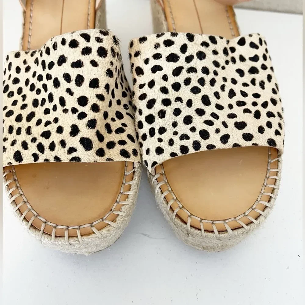 Dolce Vita Lesly Leopard Calf Hair Espadrille Wedges Size 9